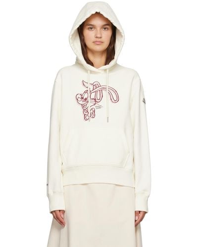 Moncler White Embroidered Hoodie