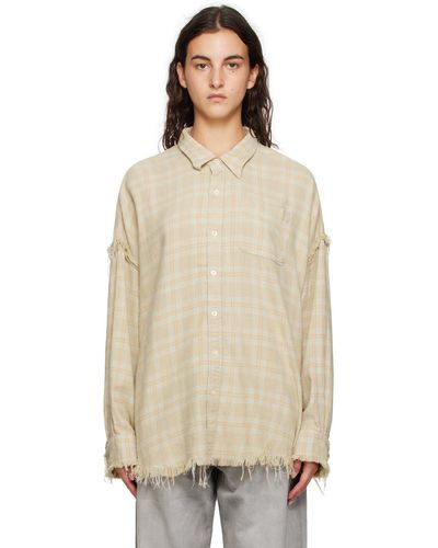 R13 Khaki Shredded Seam Shirt - Natural