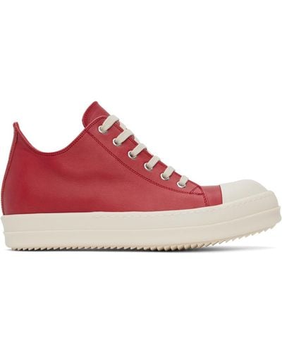 Rick Owens Red Low Sneaks Trainers