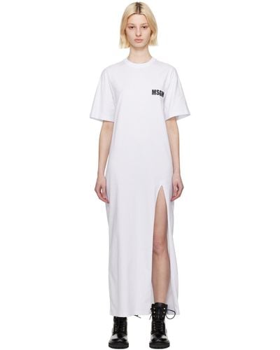 MSGM White Side Slit Maxi Dress - Black