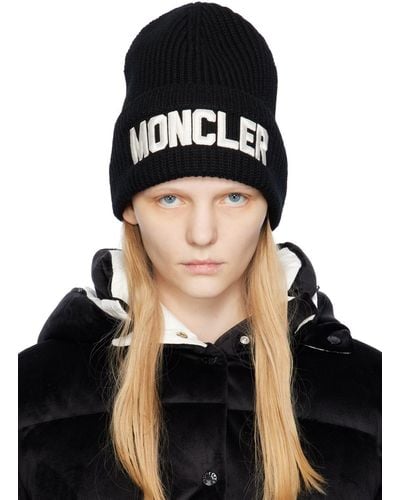 Moncler Black Embroidered Beanie