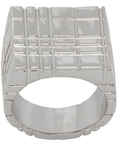 Burberry Silver Check Ring - Metallic