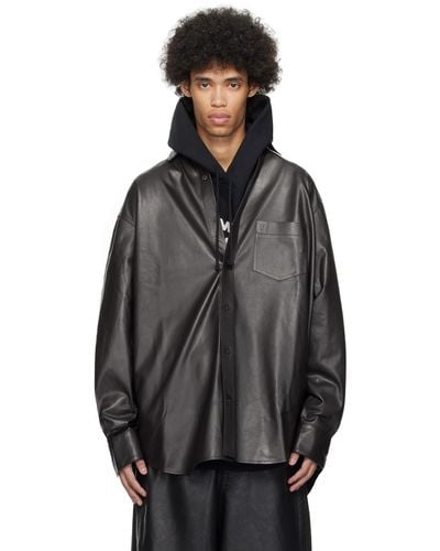 Vetements Chemise noire en cuir