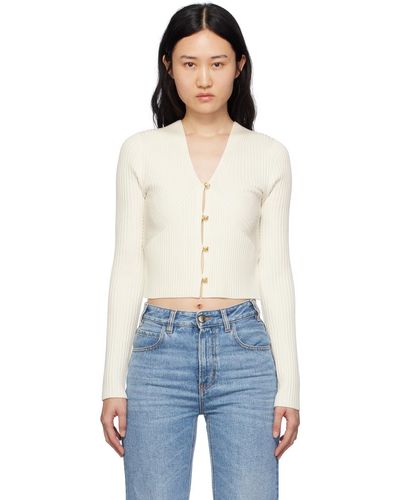 Chloé White V-neck Cardigan - Blue