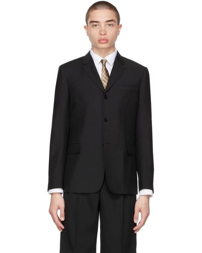 Burberry Mohair Tailored Relaxed Fit Blazer - Black
