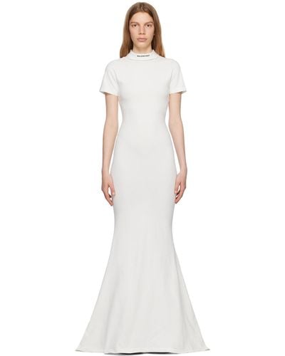 Balenciaga White Embroidered Maxi Dress - Black