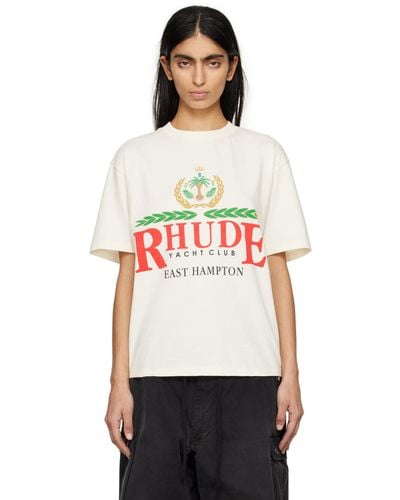 Rhude オフホワイト East Hampton Tシャツ - ブラック