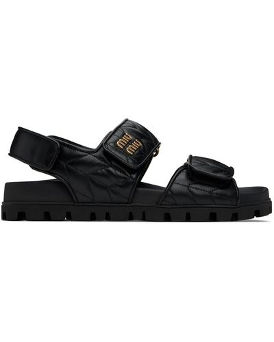 Miu Miu Quilted Nappa Sandals - Black