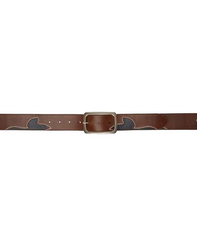 Dries Van Noten Brown Topstitched Belt - Black