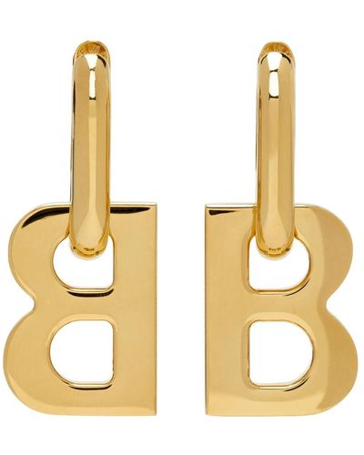 Balenciaga Xl B Chain Earrings - Metallic