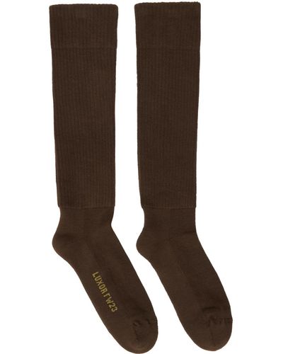 Rick Owens Brown Knee High Socks