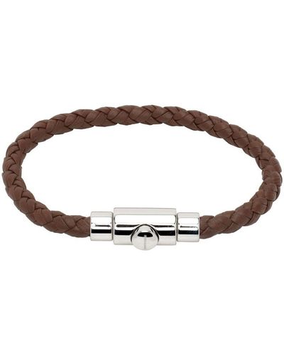 Ferragamo Brown Braided Leather Bracelet - Black
