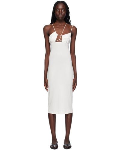 Nensi Dojaka White Asymmetrical Midi Dress - Black