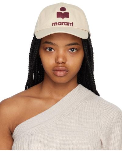 Isabel Marant White & Red Tyron Cap - Natural