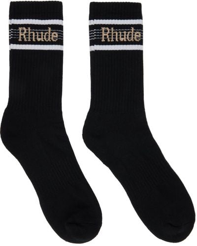 Rhude Stripe Sport Socks - Black