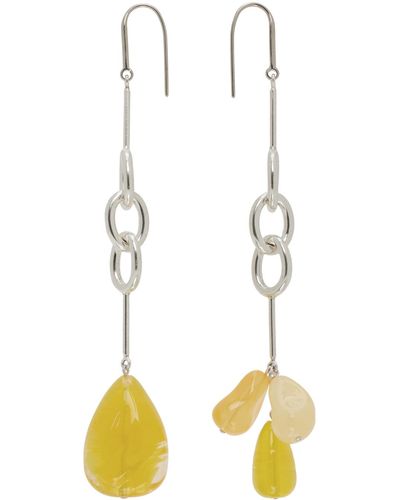 Isabel Marant Silver & Yellow Charm Earrings - White