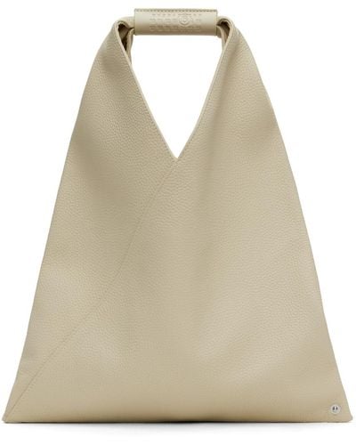 MM6 by Maison Martin Margiela Off-white Triangle Classic Small Tote - Natural