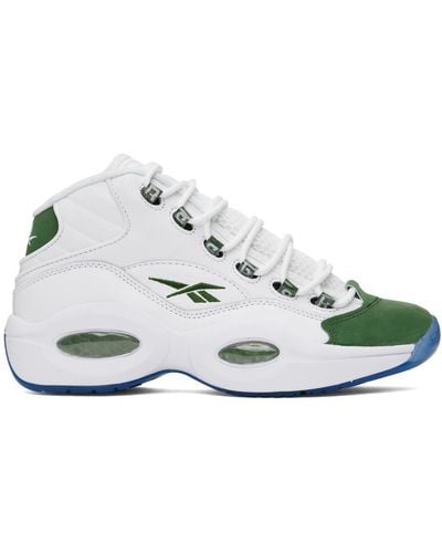 Reebok White & Green Question Mid Trainers - Blue