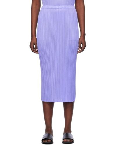 Pleats Please Issey Miyake Blue Basics Midi Skirt - Purple