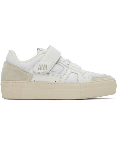 Ami Paris White Ami De Cœur Sneakers - Black