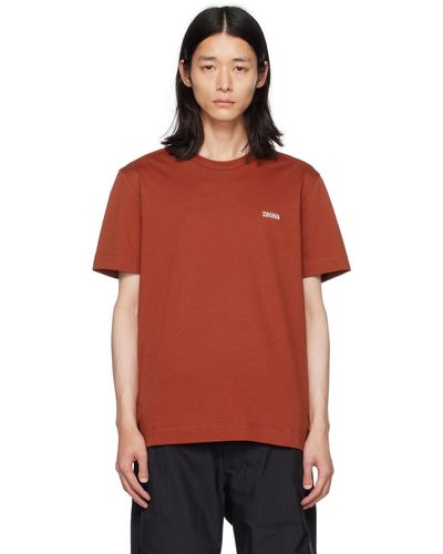 Zegna Red Embroidered T-shirt