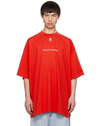 Vetements レッド Don't Ask Me Anything Tシャツ