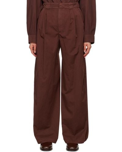 Lemaire Burgundy Wide-Leg Pants - Brown