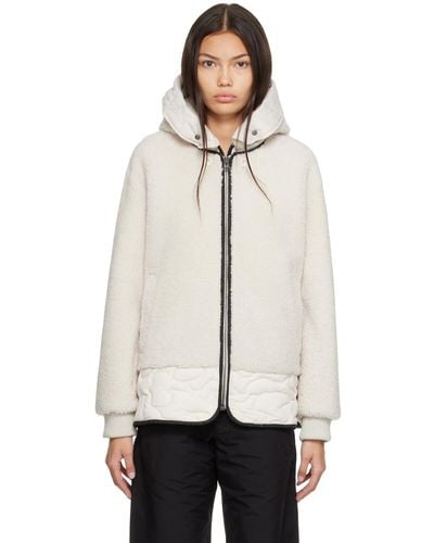 Army by Yves Salomon Off- Panelled Shearling Jacket - White