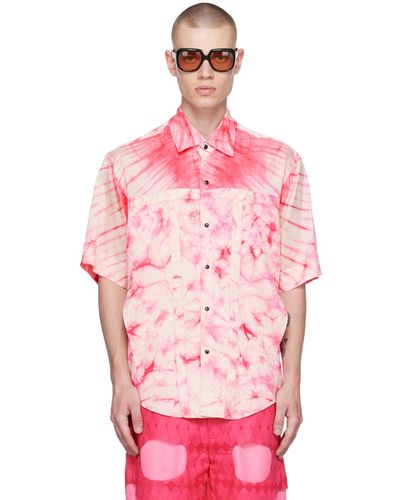TOKYO JAMES Chemise rose à motif tie-dye