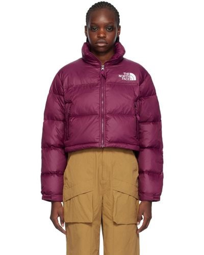 The North Face Purple Nuptse Short Down Jacket - Red