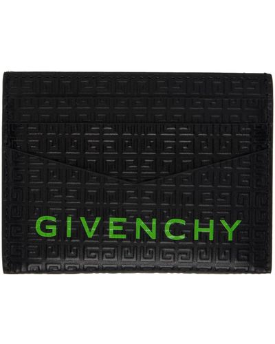 Givenchy Porte-cartes noir en cuir à micro motif 4g - Vert