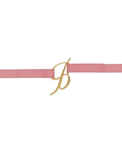 Blumarine Pink Logo Buckle Belt - Black