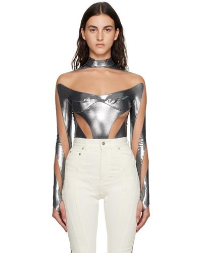 Mugler Silver Illusion Bodysuit - Black