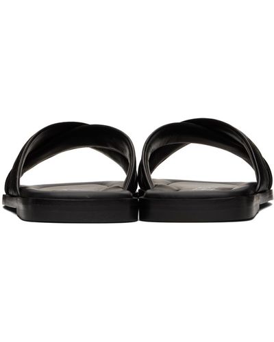 Versace Greca Leather Slides - Black