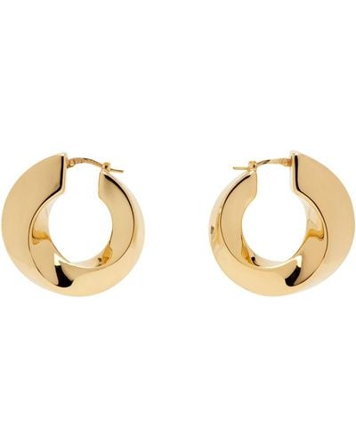 Bottega Veneta Gold Twist Hoop Earrings - Black