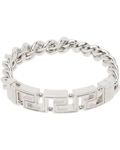 Versace Silver Greca Chain Bracelet - White