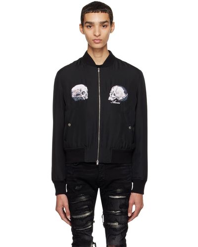 Amiri Blouson aviateur noir à deux crânes édition wes lang