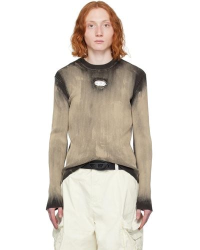 DIESEL Treated Jumper With Metal Logo Insert - Natural