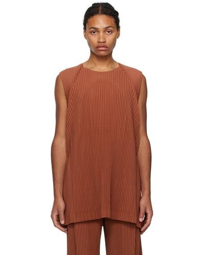 Homme Plissé Issey Miyake Homme Plissé Issey Miyake Orange Monthly Colour October Tank Top - Brown