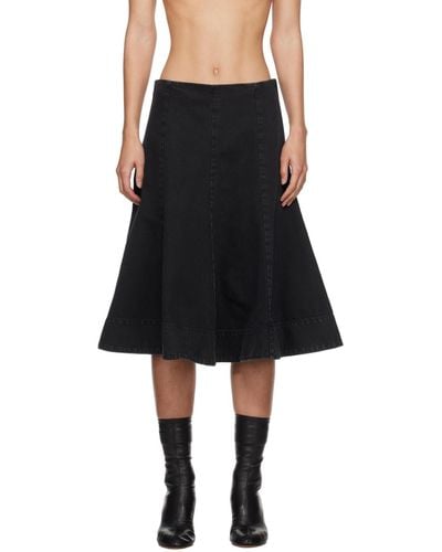 Khaite Black Lennox Midi Skirt