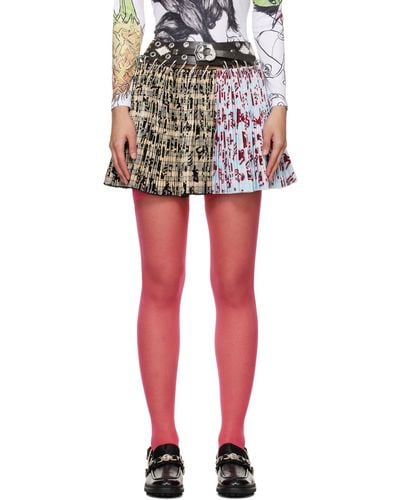 Chopova Lowena Brown & Pink Roll In Miniskirt - Black