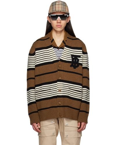 Burberry Brown Striped Cardigan - Black