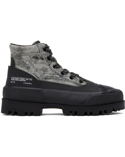 DIESEL Grey & Black D-hiko Bt X Boots