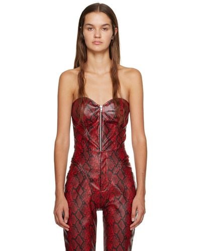 Puppets and Puppets And Strapless Faux-leather Bodysuit - Red