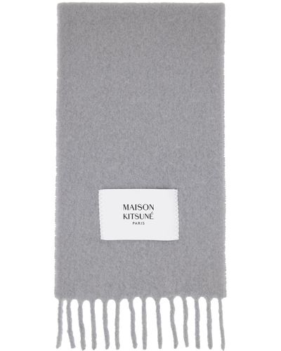 Maison Kitsuné Grey Fringed Scarf - Multicolour