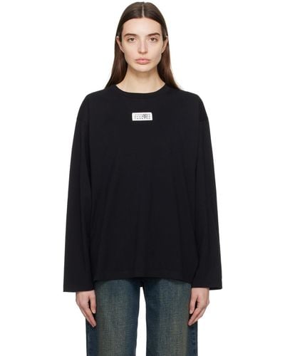 MM6 by Maison Martin Margiela Numeric Signature 長袖tシャツ - ブラック