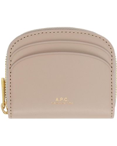 A.P.C. . Pink Demi-lune Mini Compact Coin Pouch - Natural
