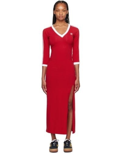 adidas Originals 3-stripes Maxi Dress - Red