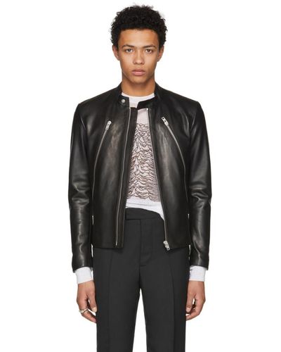 Maison Margiela Black Leather Classic Five-zip Jacket