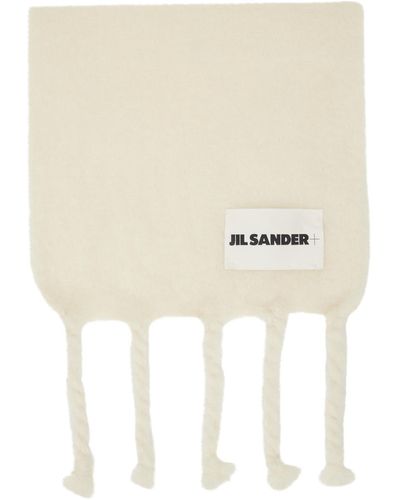 Jil Sander White Brushed Scarf - Natural